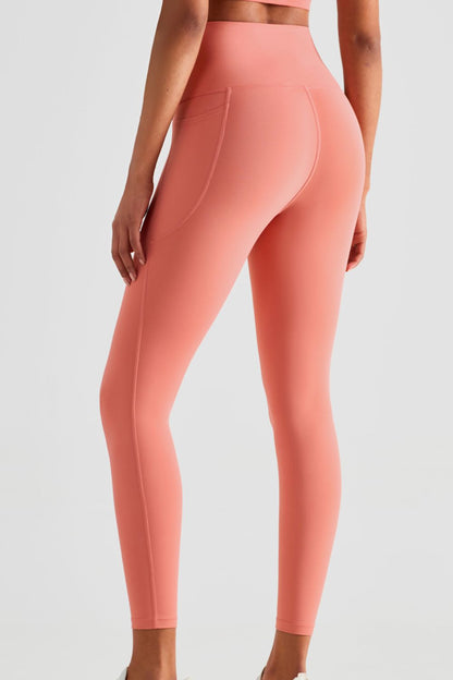 Wide Waistband Sports Leggings with Pockets