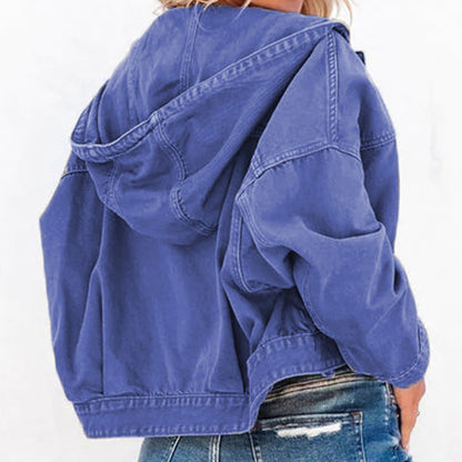 Hooded Dropped Shoulder Denim Jacket