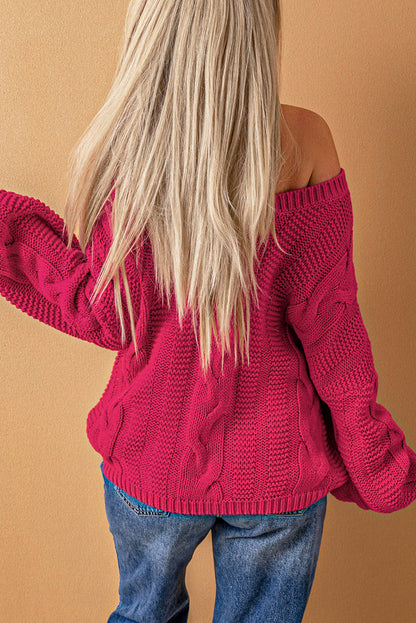 Cable Knit V-Neck Sweater